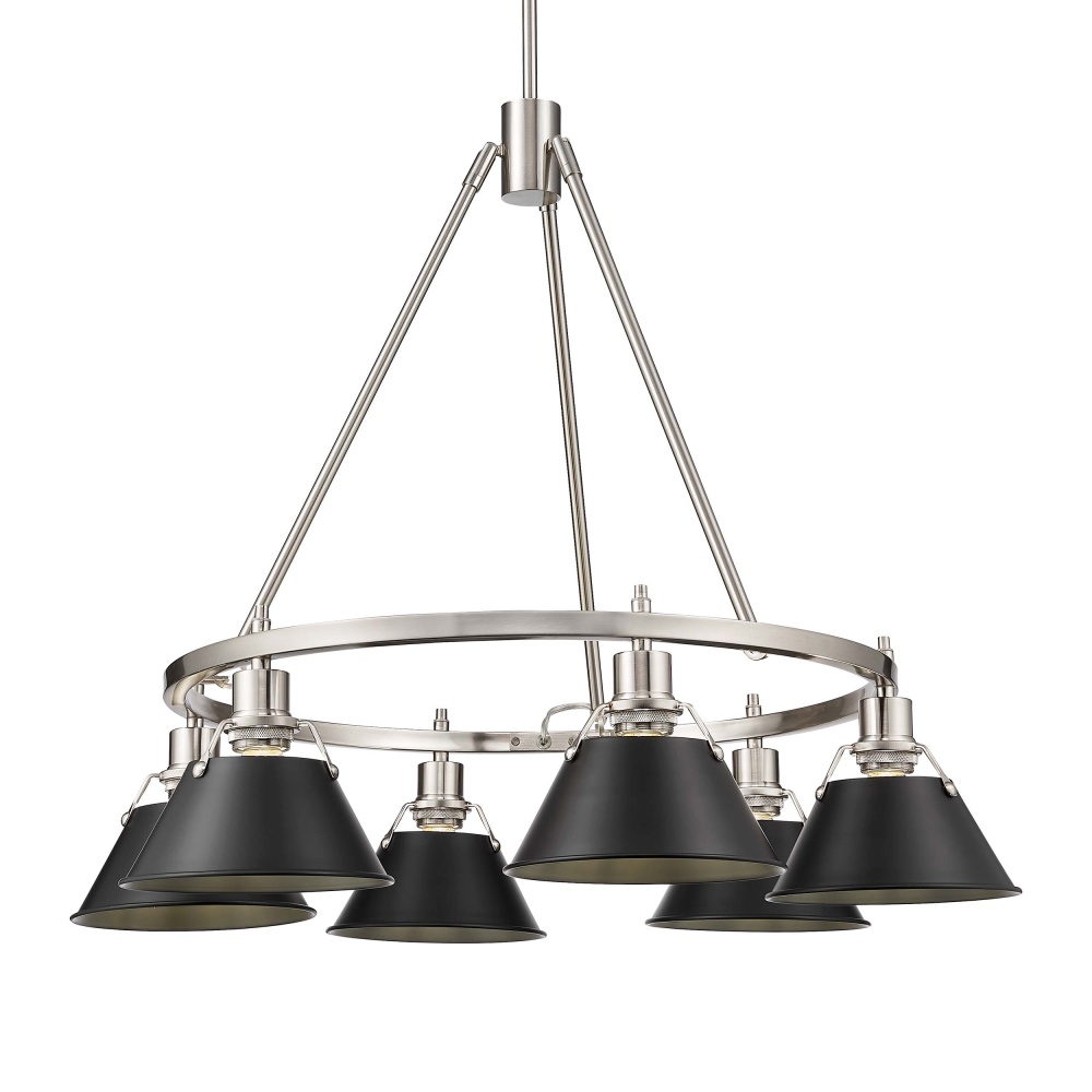 Yep by Golden Lighting Orwell 6-light Chandelier in Pewter and Matte Black shade